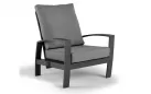 Fotel wypoczynkowy ogrodowy aluminiowy pochylany VALENCIA grafitowy z szarymi poduszkami