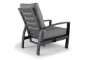 Fotel wypoczynkowy ogrodowy aluminiowy pochylany VALENCIA grafitowy z szarymi poduszkami