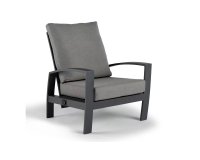 Fotel wypoczynkowy ogrodowy aluminiowy pochylany VALENCIA grafitowy z szarymi poduszkami