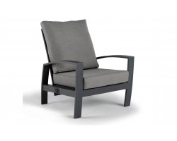Fotel wypoczynkowy ogrodowy aluminiowy pochylany VALENCIA grafitowy z szarymi poduszkami