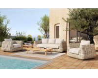 Ekskluzywny komplet wypoczynkowy ogrodowy beżowy technorattan WAKKANDA 