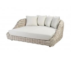 Duże łóżko ogrodowe z bezowego technorattanu WAKKANDA