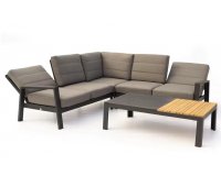 Meble narożnikowe ogrodowe aluminiowe z pochylanymi oparciami QUEENS poduszki szare