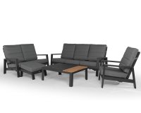 Nowoczesny zestaw wypoczynkowy aluminiowy z pochylanymi oparciami QUEENS poduszki szare