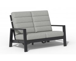 Wysoka 2-osobowa sofa ogrodowa z pochylanymi oparciami aluminiowa QUEENS poduszki szare