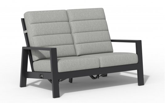 Wysoka 2-osobowa sofa ogrodowa z pochylanymi oparciami aluminiowa QUEENS poduszki szare