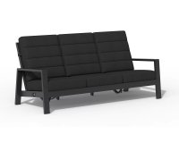 Wysoka 3-osobowa sofa ogrodowa z pochylanymi oparciami aluminiowa QUEENS poduszki czarne