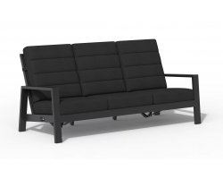 Wysoka 3-osobowa sofa ogrodowa z pochylanymi oparciami aluminiowa QUEENS poduszki czarne