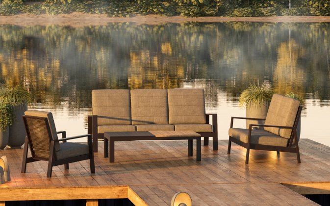 Wysoka 3-osobowa sofa ogrodowa z pochylanymi oparciami aluminiowa QUEENS poduszki szare