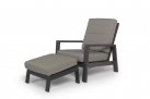 Fotel wypoczynkowy z pochylanym oparciem i podnóżkiem aluminiowy QUEENS