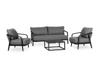 Meble ogrodowe aluminowe z grubymi poduchami PEP grafitowe