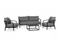 Meble ogrodowe aluminowe z grubymi poduchami PEP grafitowe