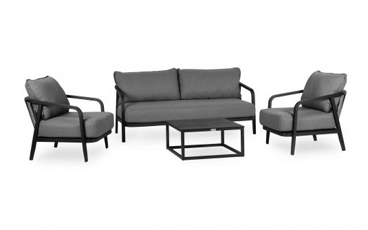 Meble ogrodowe aluminowe z grubymi poduchami PEP grafitowe Meble ogrodowe aluminowe z grubymi poduchami PEP grafitowe