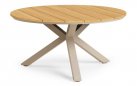 Stół okrągły OMNIGO d150 aluminiowe nogi beżowe / blat HPL TEAK