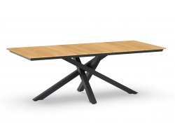 Stół jadalniany ogrodowy nogi krzyżowe antracyt ORION 220x100 cm blat teak 