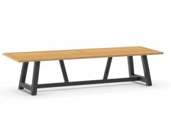 Duży stół ogrodowy aluminiowo-teakowy 330 cm OZON z krzesłąmi AVERO