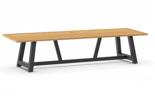 Duży stół ogrodowy aluminiowo-teakowy 330 cm OZON z krzesłąmi AVERO