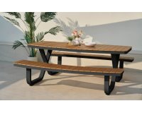 Meble ogrodowe piknikowe stołowe TROY stół z ławkakmi ANTRACYT