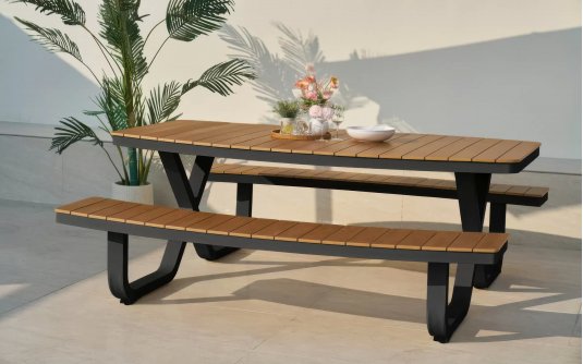 Meble ogrodowe piknikowe stołowe TROY stół z ławkakmi ANTRACYT Meble ogrodowe piknikowe stołowe TROY stół z ławkakmi ANTRACYT