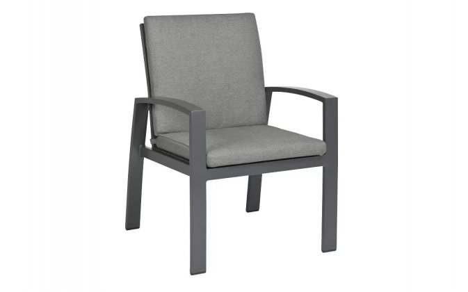 Grafitowe krzesło stołowe aluminiowe z poduszkami VALENCIA