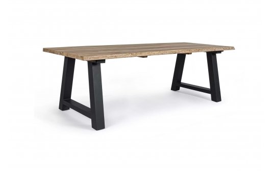 Stół aluminiowo-teakowy ciemnoszare nogi ROLLAND