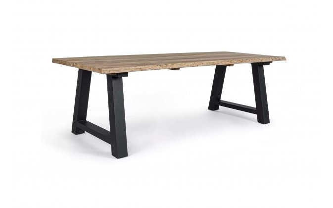 Stół aluminiowo-teakowy ciemnoszare nogi ROLLAND