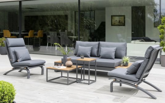 Nowoczesny komplet wypoczynkowy aluminiowy SOHO Relax antracyt / poduszki Carbon Nowoczesny komplet wypoczynkowy aluminiowy SOHO Relax antracyt / poduszki Carbon