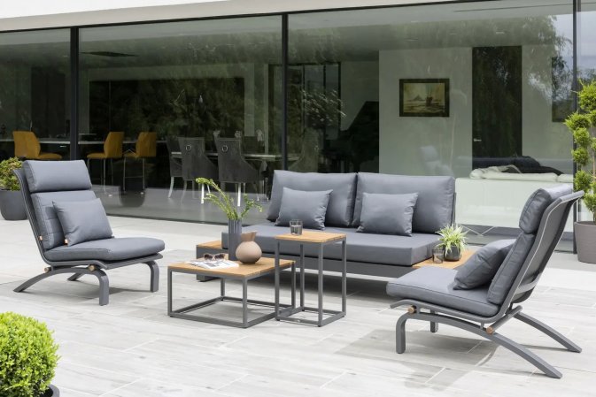 Nowoczesny komplet wypoczynkowy aluminiowy SOHO Relax antracyt / poduszki Carbon