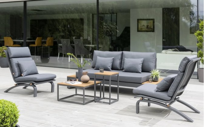 Nowoczesny komplet wypoczynkowy aluminiowy SOHO Relax antracyt / poduszki Carbon