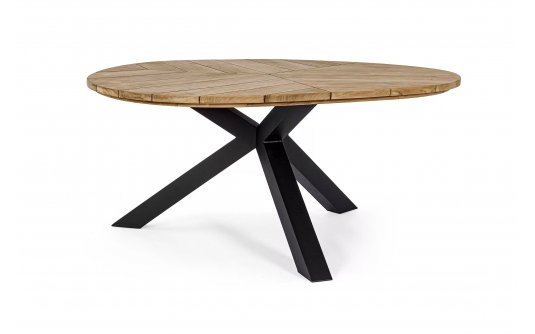 Stół ogrodowy o aluminiowych krzyżopwych nogach czarnych blat trójkątno-owalny PALMDALE Stół ogrodowy o aluminiowych krzyżopwych nogach czarnych blat trójkątno-owalny PALMDALE