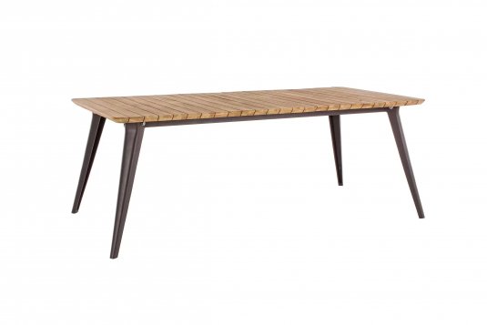 Prostokątny stół 200x100 z industrialnymi nogami aluminiowymi antracyt blat teak CATALINA
