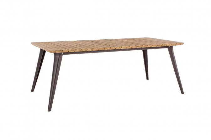 Prostokątny stół 200x100 z industrialnymi nogami aluminiowymi antracyt blat teak CATALINA