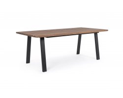 Biały stół prostokątny 200x100 nogi antracyt aluminium blat teak OSLO