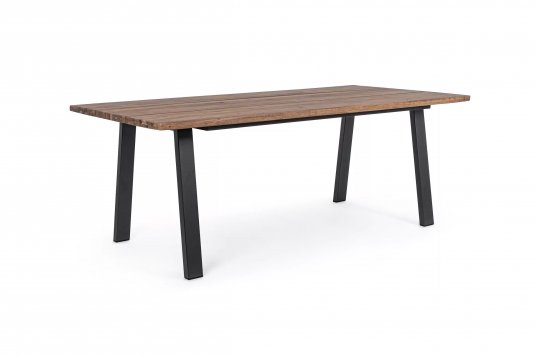 Biały stół prostokątny 200x100 nogi antracyt aluminium blat teak OSLO