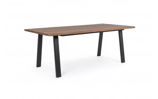 Biały stół prostokątny 200x100 nogi antracyt aluminium blat teak OSLO Biały stół prostokątny 200x100 nogi antracyt aluminium blat teak OSLO