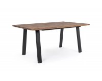 Biały stół prostokątny 160x90 nogi antracyt aluminium blat teak OSLO