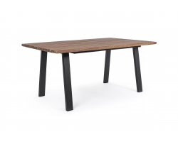 Biały stół prostokątny 160x90 nogi antracyt aluminium blat teak OSLO