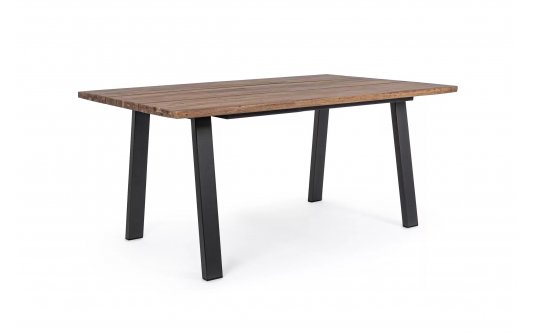 Biały stół prostokątny 160x90 nogi antracyt aluminium blat teak OSLO