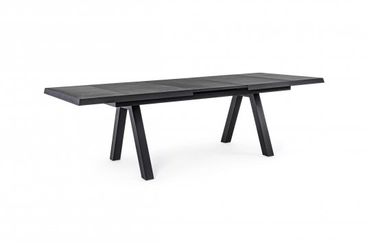 Aluminiowy ciemnoszary stół na taras z blatem ceramicznym KRION 205-265