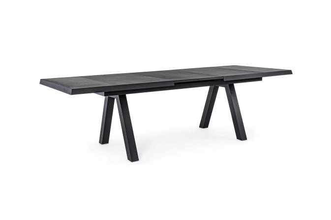 Aluminiowy ciemnoszary stół na taras z blatem ceramicznym KRION 205-265