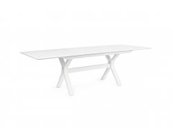 Biały rozsuwany stół na taras aluminiowy nogi krzyżowe KENTON 180-240 bizzotto