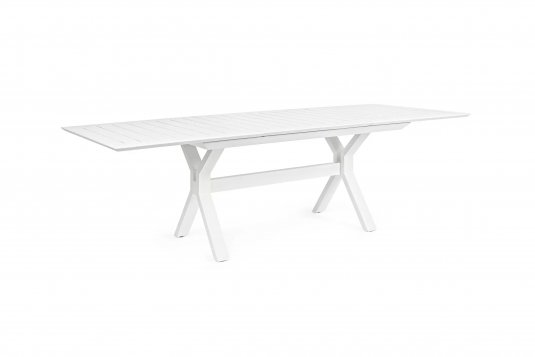 Biały rozsuwany stół na taras aluminiowy nogi krzyżowe KENTON 180-240 bizzotto