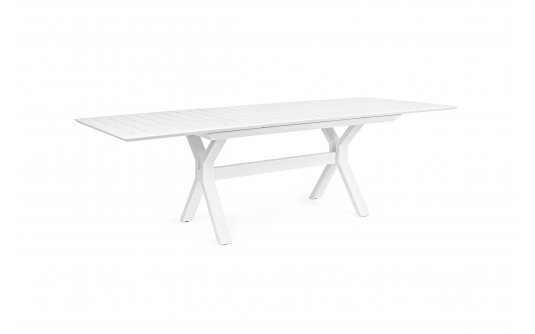 Biały rozsuwany stół na taras aluminiowy nogi krzyżowe KENTON 180-240 bizzotto
