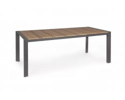 Stół ogrodowy aluminiowy 198x100 cm ciemnoszary blat kompozytowy ELIAS 198 bizzotto