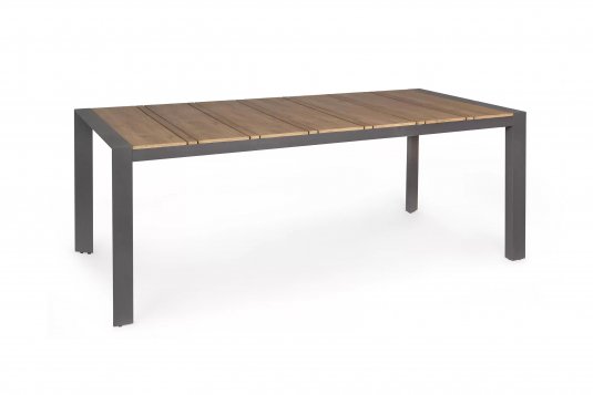 Stół ogrodowy aluminiowy 198x100 cm ciemnoszary blat kompozytowy ELIAS 198 bizzotto