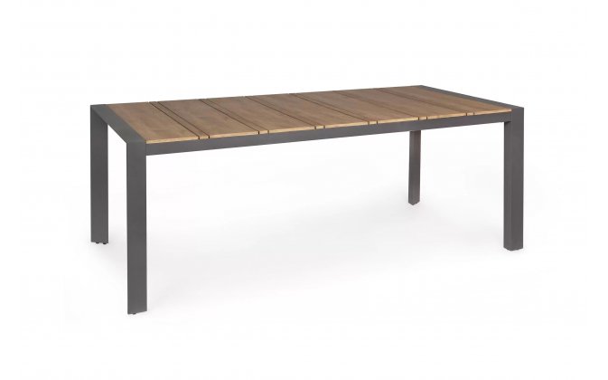 Stół ogrodowy aluminiowy 198x100 cm ciemnoszary blat kompozytowy ELIAS 198 bizzotto