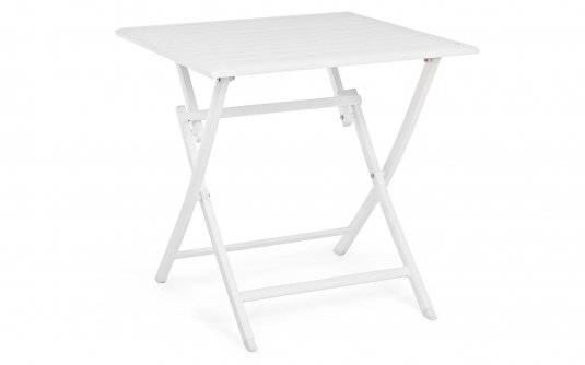 Składany stół aluminiowy balkonowy biały 70x70 ELIN bizzotto