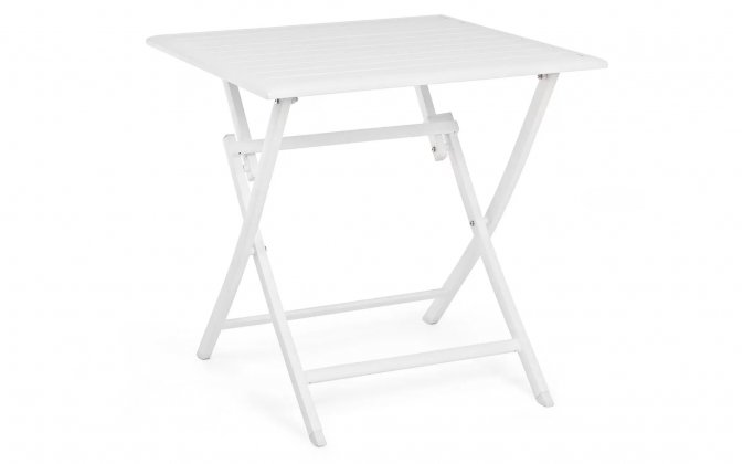 Składany stół aluminiowy balkonowy biały 70x70 ELIN bizzotto