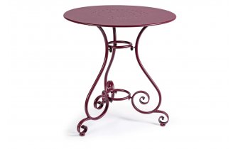 Bordowy okragły metalowy stolik prowansalski śr. 70 ETIENNE bizzotto