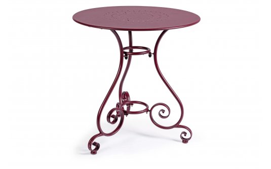 Bordowy okragły metalowy stolik prowansalski śr. 70 ETIENNE bizzotto
